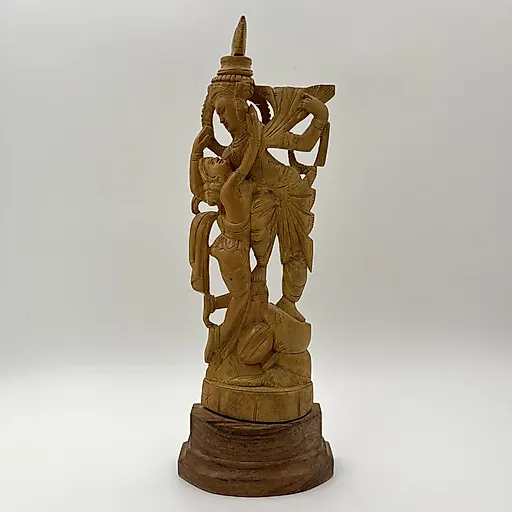 Резная деревянная статуэтка Радха и Кришна, индийская скульптура 1970-1990 гг.
