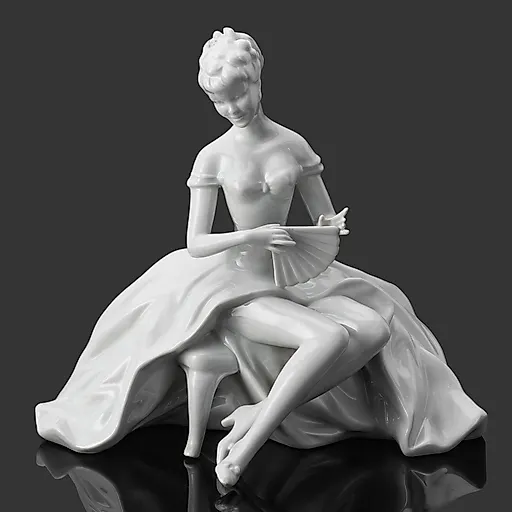 Фарфоровая статуэтка "Дама с веером" от Wallendorf, Германия, 1963-1990 гг.