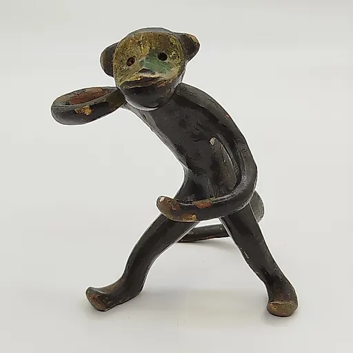 Золочёная статуэтка-держатель для специй "Обезьяна" с гравировкой, СССР, 1969