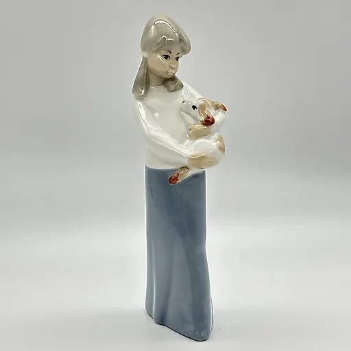 Фарфоровая статуэтка Casades "Девочка со щенком", Испания, 1970-1990 гг.