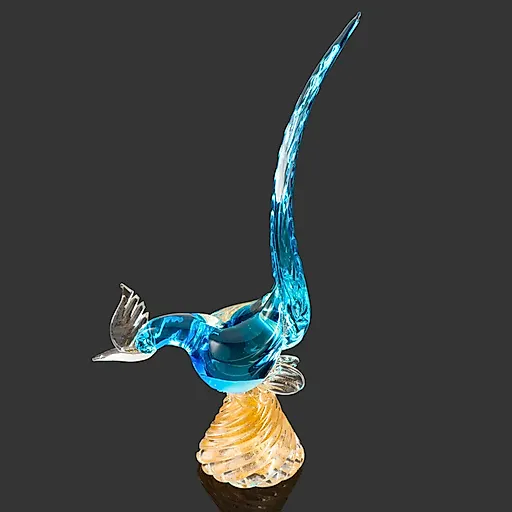 Скульптура "Фазан" из муранского стекла с золотым листом, Италия, 1970-1990 гг.