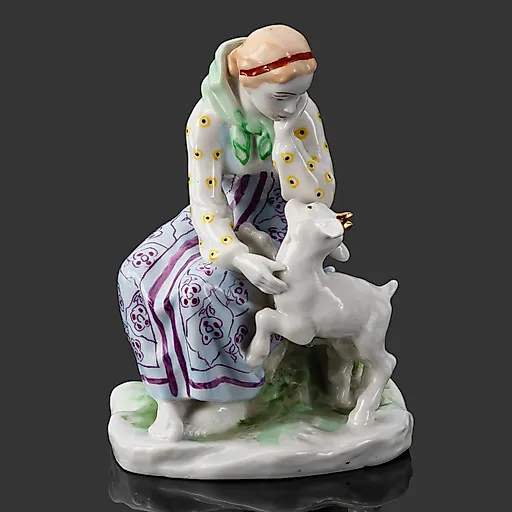 Фарфоровая статуэтка "Алёнушка и Иванушка" с редкой росписью, ЛЗФИ, СССР, 1956-1967