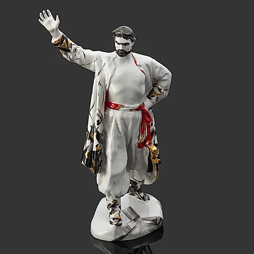 Фарфоровая скульптура Степан Разин с росписью и золочением, ЛФЗ, СССР, 1958-1960 гг.