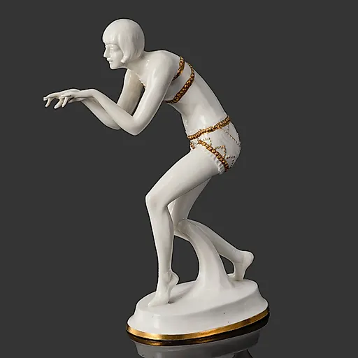 Фарфоровая статуэтка «Танцовщица» в стиле модерн с золочением, Aelteste Volkstedt, Германия, начало XX века
