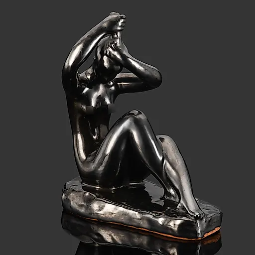 Керамическая скульптура «Девушка, расчесывающая волосы» Николая Силиса, Гжель, СССР, 1960-1970-е