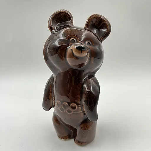 Фаянсовая статуэтка Олимпийский мишка, Конаковский завод, СССР, 1980-е