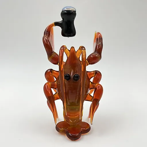 Стеклянная статуэтка "Рак с кружкой", гутная техника, Россия, 2000-е