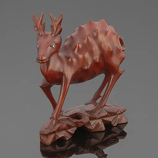 Статуэтка оленя из дерева, Азия, 1950-1970 гг.