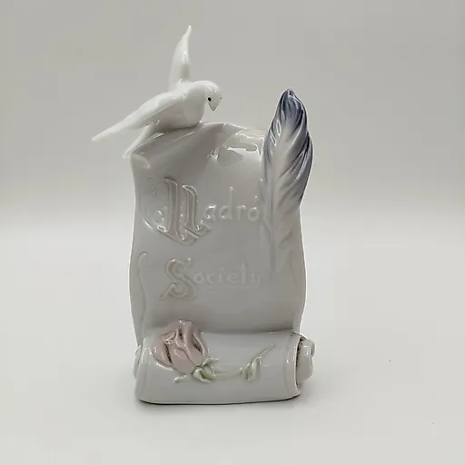 Фарфоровая плакетка Lladro с голубем и розой, 1998