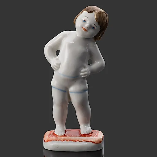Фарфоровая статуэтка «Зарядка» ЛФЗ, серия «Дошкольники», 1950-е