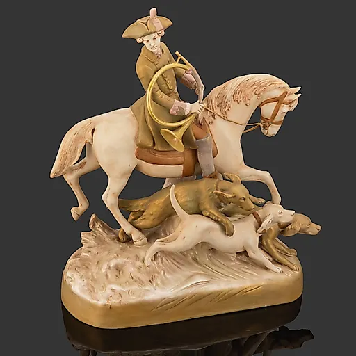 Фарфоровая скульптура "Охота" Royal Dux, Чехословакия, 1930-1950