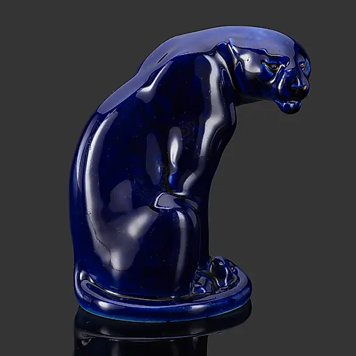 Статуэтка Черная пантера из фарфора, ЛФЗ, СССР, 1960-1970