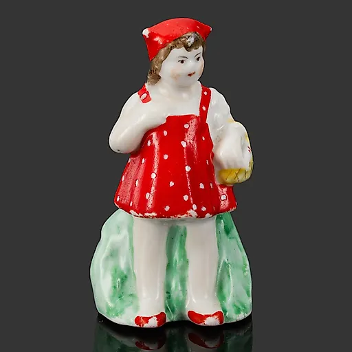Миниатюрная фарфоровая статуэтка 'Красная Шапочка', Л.К. Клименкова-Краузе, Первомайский фарфоровый завод, СССР
