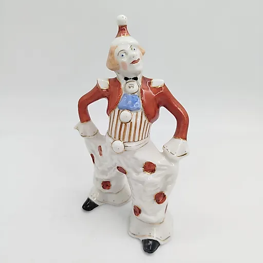 Фарфоровая статуэтка «Клоун» скульптора С. М. Орлова, СССР, с росписью и золочением